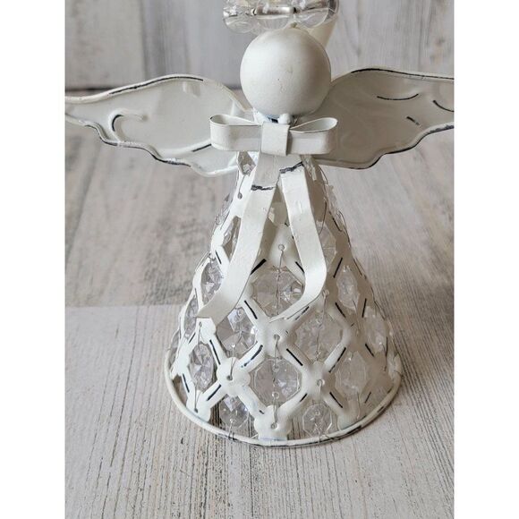 Metal white angel wing beaded ornament Xmas - Picture 2 of 10
